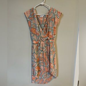 High low coral and blue dress